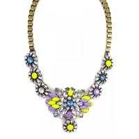 Agnieska Rainbow Neon Pastel Stone Burst Necklace